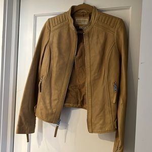 Michael kors camel/ tan leather jacket size M